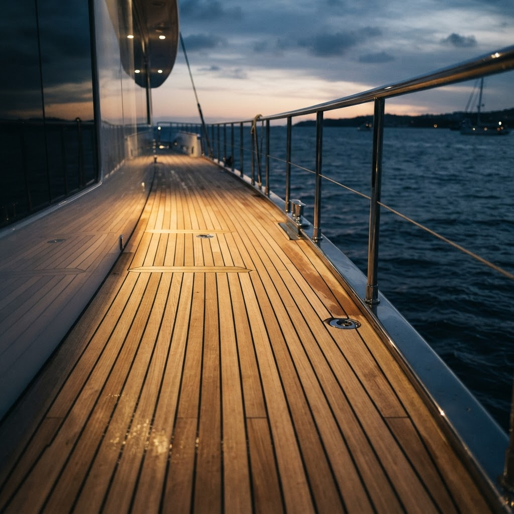 Teak deck of a superyacht